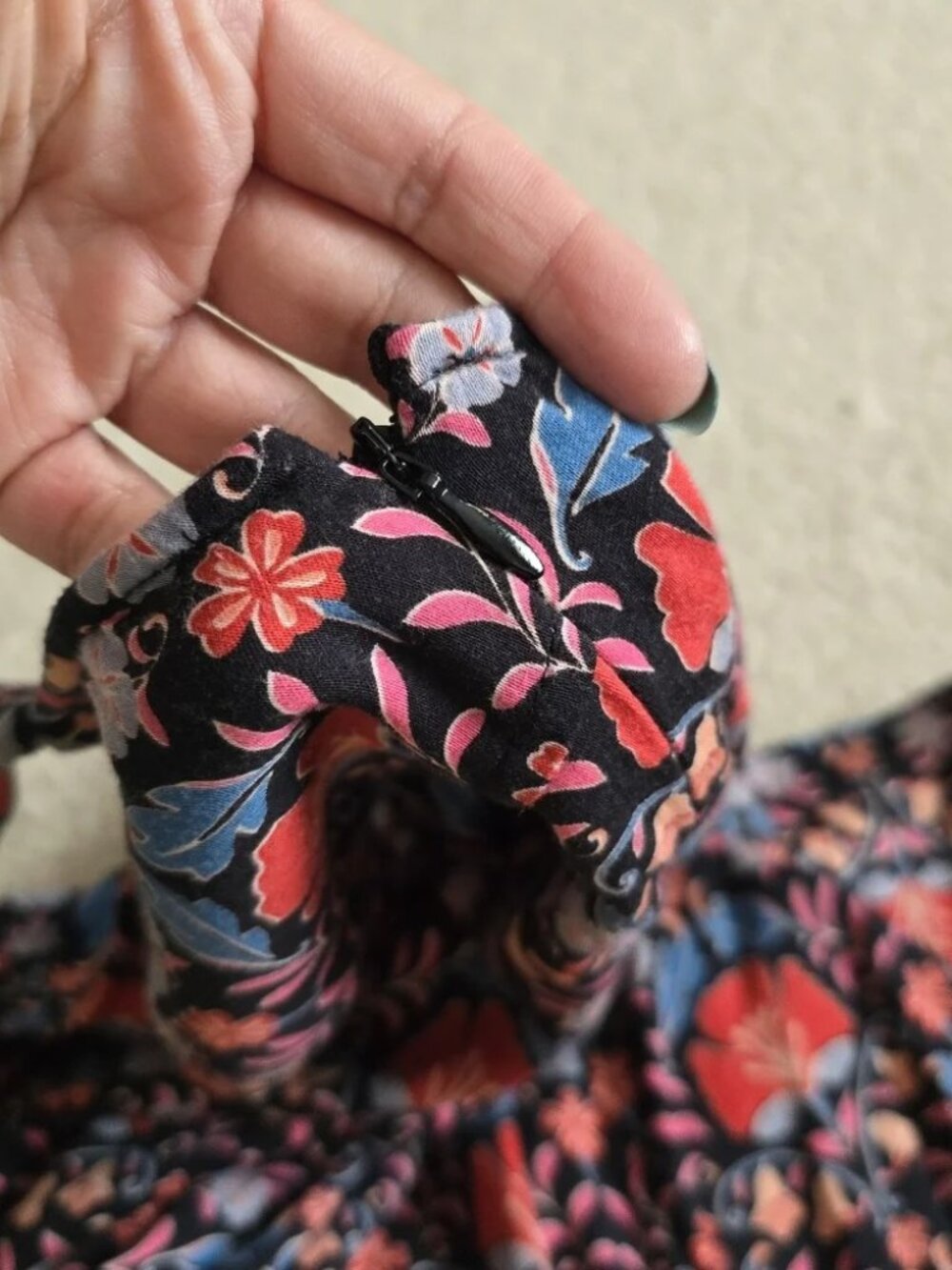 Free People Sasha Mini Dress HALTER TIE Black Combo Art Nouveau Floral Print - Picture 10 of 13